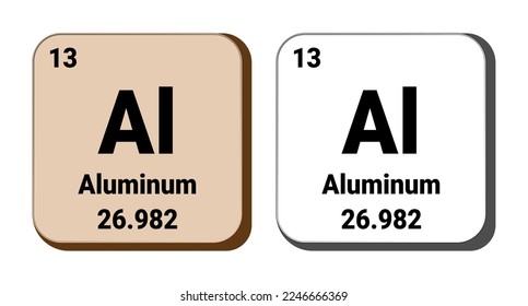 Al, icono vectorial de elemento de aluminio, elemento de tabla periódica. Ilustración vectorial Archivo EPS 10. Aislado sobre fondo blanco.