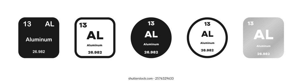 Al, Aluminum element vector icon, periodic table element. Vector illustration. Isolated on white background.