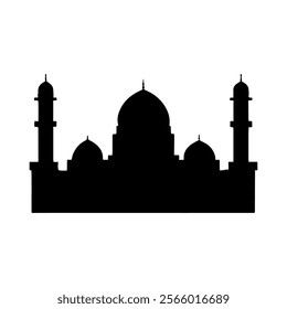 Al aqsa masque black silhouette vector illustration on white background.
