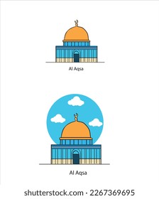 Al- Aqsa Minimal hand drawing vector with geometric shapes and stripes. Palestine masjid aqsa 