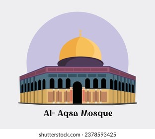 Al Aqsa Mosque (Dome of the Rock) vector illustration design