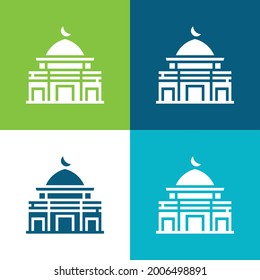 Al Aqsa Mosque Flat four color minimal icon set
