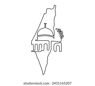 	
AL Aqsa Mosque Jerusalem Dome Of the rock, Continuous Line Art illustration