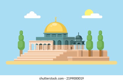 Al Aqsa-Moschee in Jerusalem, Mittelostasien, Wahrzeichen, Cartografik, Vektorgrafik