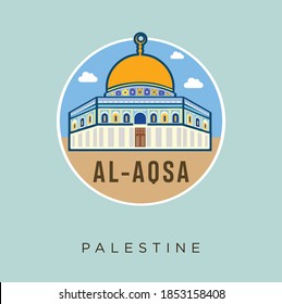 Al - Aqsa Mosque Palestine jerusalem flat Design Vector Stock. Palestine Travel and Attraction, Landmarks, Tourism , Traditional Culture And Religion