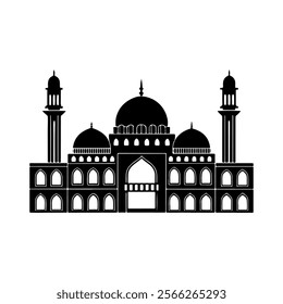 Al Aqsa mosque silhouette vector illustration on white background.
