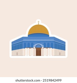 Mezquita de Al Aqsa. Ilustración vectorial. Lugares famosos históricos y visitas turísticas de la Palestina islámica. Ilustración vectorial. Colorido conjunto de elementos.