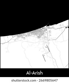 Al Arish Stadtplan, Ägypten - Topographisches Vektorkartenplakat