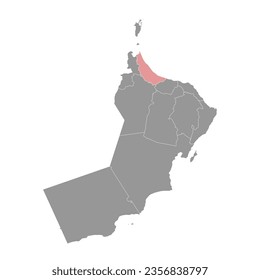 Al Batinah North Governorate map, administrative division of Oman. Vector illustration.
