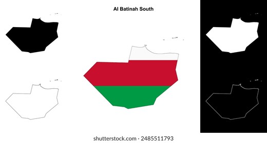 Al Batinah South Governorate Outline Karte Set