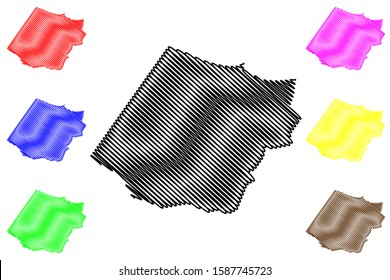 Al Batinah South Governorate (Sultanate of Oman, Governorates of Oman) map vector illustration, scribble sketch Al Batinah South map
