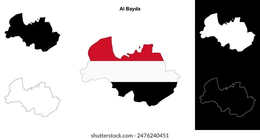 Al Bayda Gouvernorat Outline Karte gesetzt