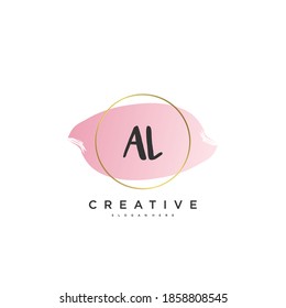 AL Beauty vector initial logo, handwriting logo art design of initial signature, wedding, fashion, jewerly, boutique, floral and botanical with creative template for any company or business.