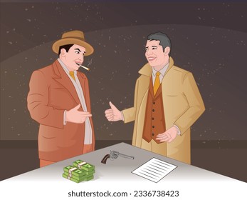  Ilustración vectorial de dos gangsters hablando