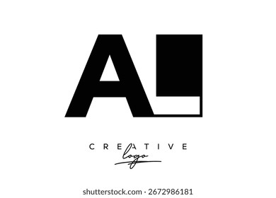 Logotipo de espacio negativo minimalista creativo de AL con monograma moderno para marca y logotipo de marca comercial con letras iniciales Diseño de logotipo para marca.