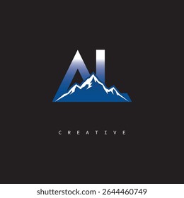 AL Creative Mountain Logo Bold Gradient Letter mark Branding Design for Business Outdoor Brands