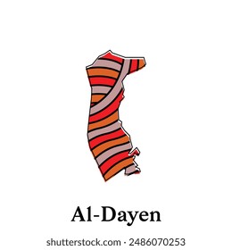 Al Dayen City map. vector map of the Qatar Country. Borders of for your infographic. Vector illustration design template