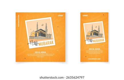 Al Hajj Mubarak Islamic festival Creative design for social media post, story template design vector
