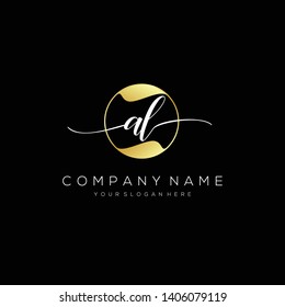 AL handwriting initial logo template vector.