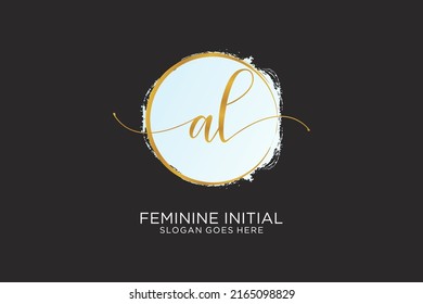 AL handwriting logo with circle template vector signature, wedding, fashion, floral and botanical with creative template.