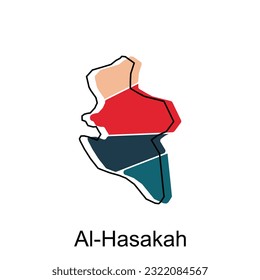Mapa de Al Hasakah vector, mapa de la frontera de Siria Mapa de alto detalle, plantilla de diseño de ilustración