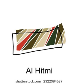 Al Hitmi map flat vector illustration, Outline Map of Qatar Vector Design Template. Editable Stroke