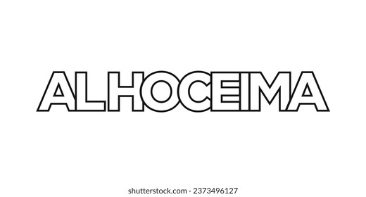 Al Hoceima in the Morocco emblem for print and web. Design features geometric style, vector illustration with bold typography in modern font. Graphic slogan lettering isolated on white background.