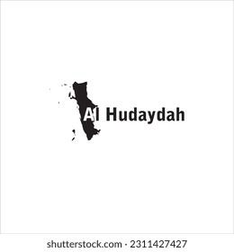 Al Hudaydah map and black lettering design on white background