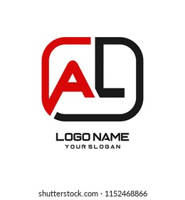 AL initial box letter logo template vector