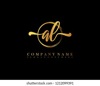 AL initial handwriting logo circle template vector