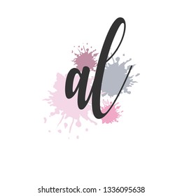 AL  Initial Handwriting logo template vector