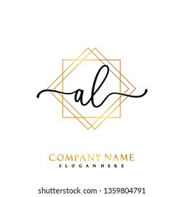 AL Initial Handwriting logo template vector