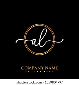 AL Initial Handwriting logo template vector
