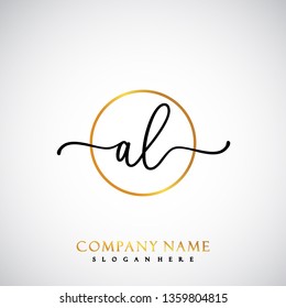 AL Initial Handwriting logo template vector