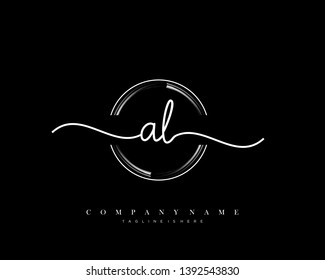 AL initial handwriting logo template vector