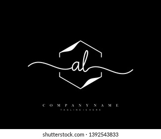 AL initial handwriting logo template vector