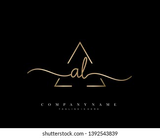 AL initial handwriting logo template vector