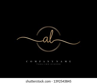 AL initial handwriting logo template vector