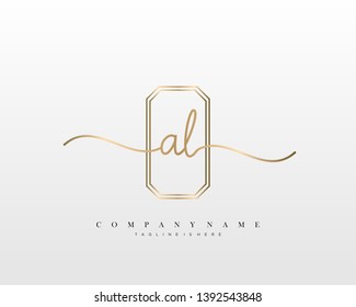 AL initial handwriting logo template vector