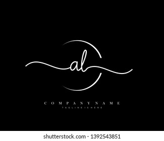 AL initial handwriting logo template vector