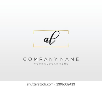 AL Initial handwriting logo template vector.