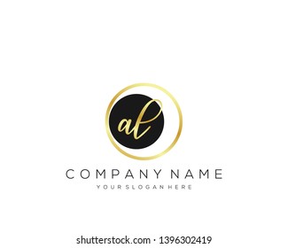 AL Initial handwriting logo template vector.