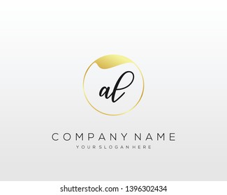 AL Initial handwriting logo template vector.