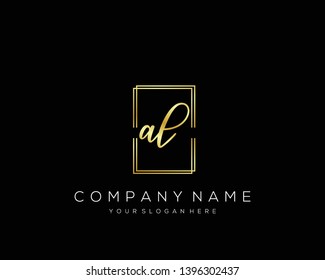 AL Initial handwriting logo template vector.