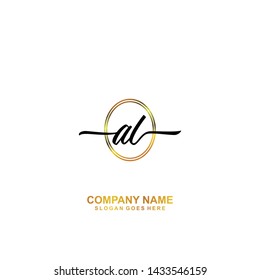 AL Initial handwriting logo template vector