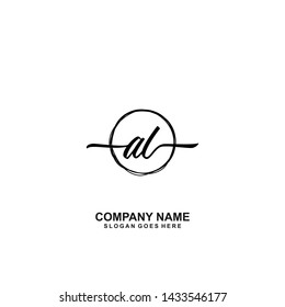 AL Initial handwriting logo template vector