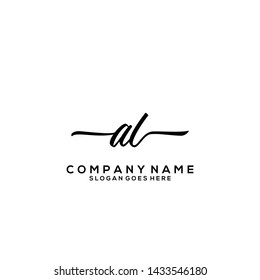 AL Initial handwriting logo template vector