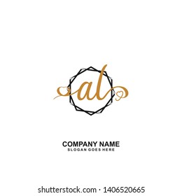 AL Initial handwriting logo vector