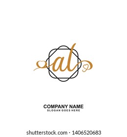 AL Initial handwriting logo vector