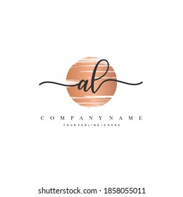 AL Initial handwriting logo vector. Hand lettering With Sunrise for designs.